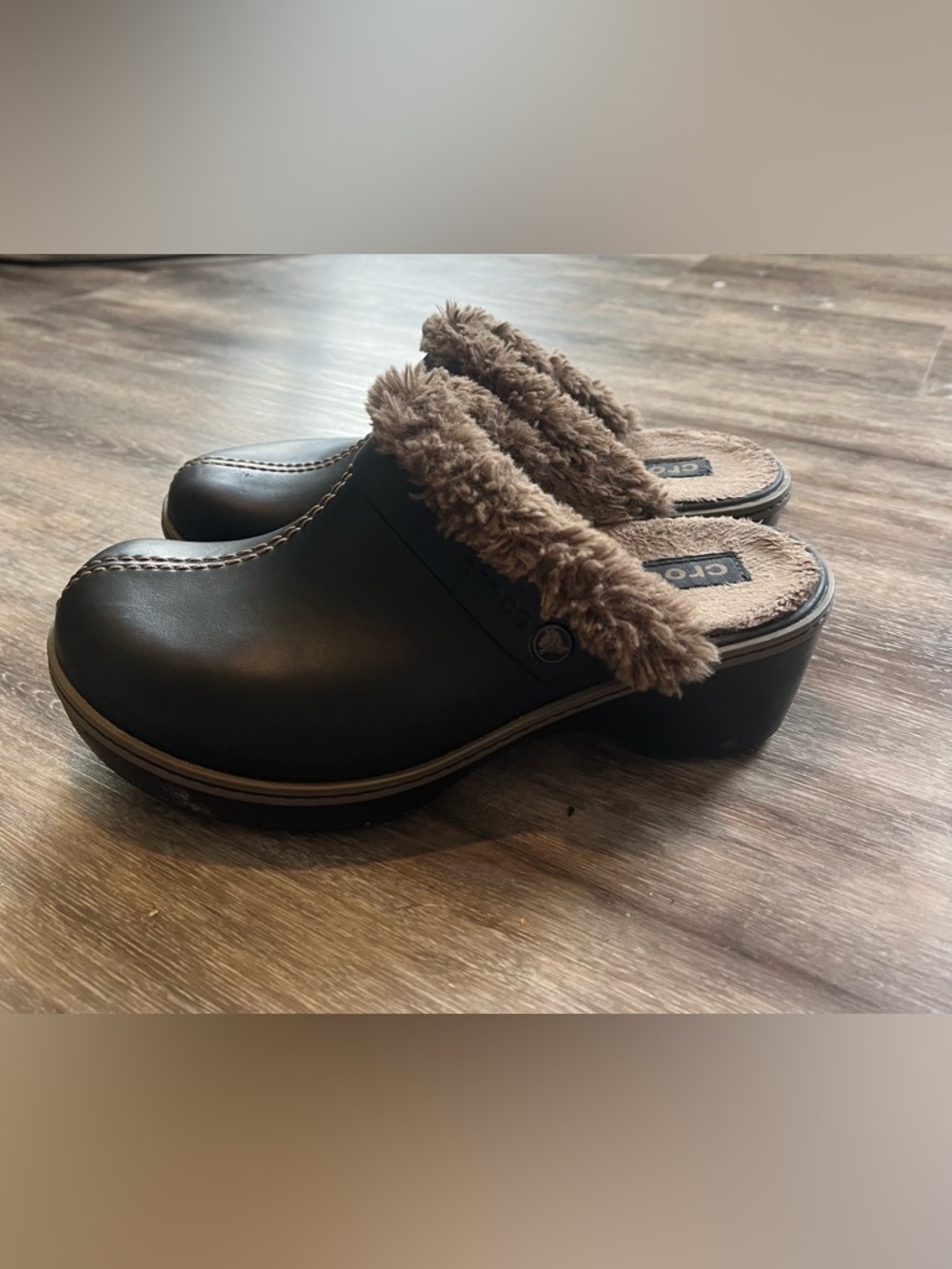 Crocs Women Size 8 Cobbler Ava Faux Fur Lined Clogs Mule Casual Brown